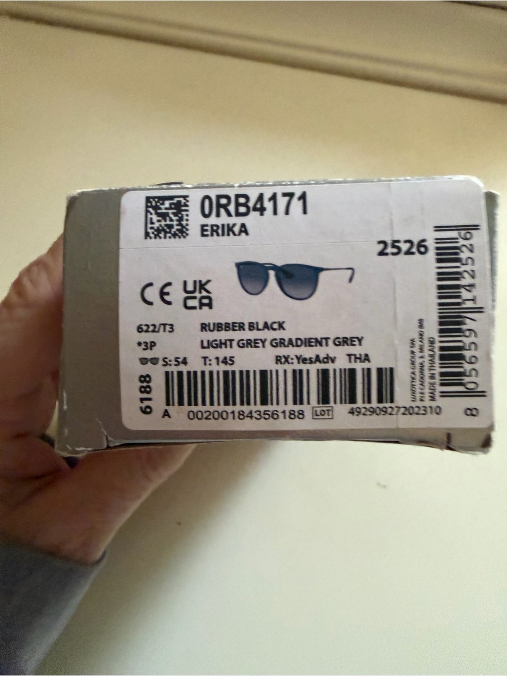 Ray Ban Erika Polarized Lenses- Rubber Black Frame, Light Grey Gradient Lenses